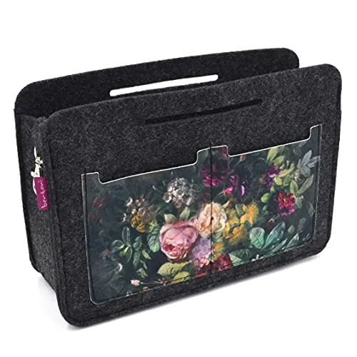 Bertoni Organizer aus Filz mit 8 Fächern für Handtasche Bag in Bag Tasche for Accessoires Innentasche Taschenorganizer Anthrazit Blumen Bunt (Bouquet)