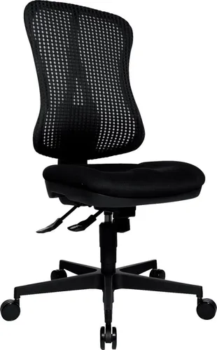 Bürodrehstuhl Head Point SY ohne Armlehnen - Schwarz mit Sicherheitsdoppelrollen - Ergonomischer Drehstuhl mit stufenloser Sitzhöhenverstellung und taillierter Rückenlehne. Ideal für komfortables Sitzen im Büro, ausgestattet mit Sicherheitsdoppelrollen für alle Böden.