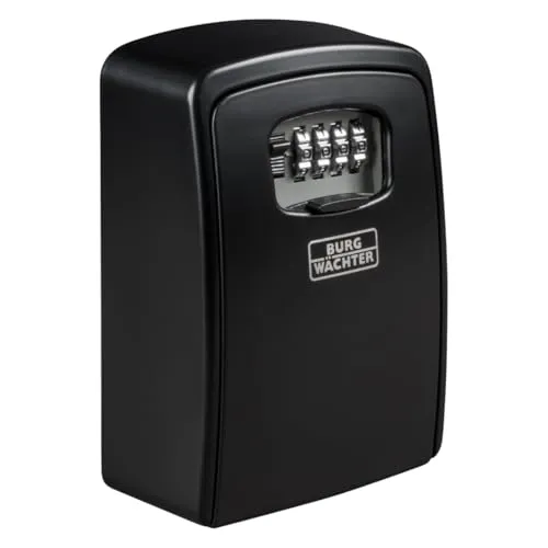 Burg-Wächter Schlüsseltresor mit 4-stelligem Zahlencode für außen und innen, Sicher, Wandmontage, Key Safe 40 SB, Schwarz, Außen: 146x105x54mm (HxBxT)