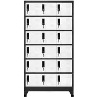 vidaXL Schließfachschrank Anthrazit und Weiß 90x40x180 cm - Werkstatteinrichtung mit 18 abschließbaren Fächern, ideal für sichere Aufbewahrung von Kleidung und persönlichem Zubehör. Langlebiges Stahlmaterial und modernes Design.