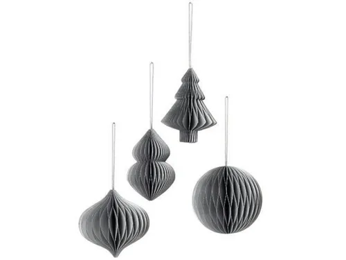 Broste Copenhagen Dekohänger Copenhagen CHRISTMAS MIX Papierhänger silver Set4, Christmas Mix Christbaumschmuck