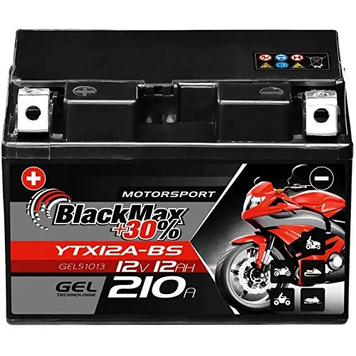 YTX12A-BS Motorradbatterie 12V 12Ah BlackMax Gel