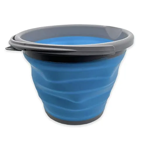 Liter Faltbarer Wassereimer Falteimer Haushalteimer Campingeimer Putzeimer Silikon-Eimer mit Ausgießer und Tragegriff, für die Haus-Reinigung Camping Angeln Küche (Grau-Blau) 10