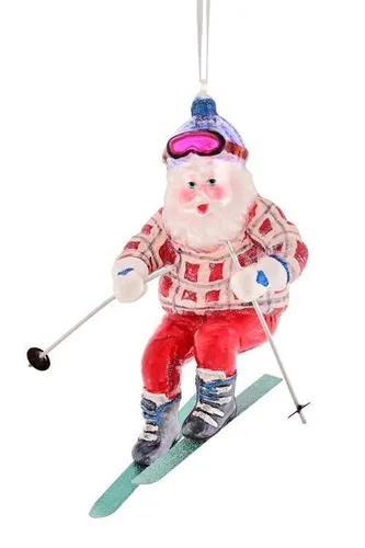 Giftcompany Christbaumschmuck Ski Santa Rot - Dekohänger mit fröhlichem Ski Santa Design, ideal für eine festliche und bunte Weihnachtsdekoration.