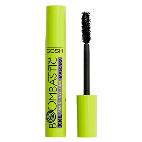 GOSH Boombastic Swirl Mascara mit Arganöl & Bambusextrakt für Pflege, Schwung & XXL Volumen I präzise definierte, extra lange Wimpern ohne Klumpen I parfümfreie Wimperntusche I 001 Black