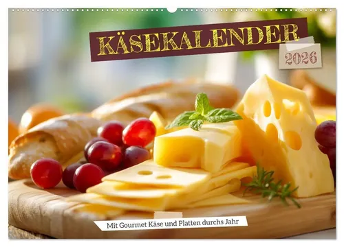 Mb Fotografie Käsekalender 2025 - Kalender mit 14 Seiten, präsentiert exquisite Gourmet Käse und Platten für jeden Monat – ein Genuss für Käseliebhaber!