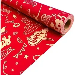 Geschenkpapierrolle 43cm x 15m Kraftpapier rot Weihnachten Mehrfarbig3