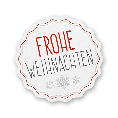 itenga Sticker 10 x Frohe Weihnachten weiß Aufkleber Etikett zum Basteln Wichtelgeschenk Advent Deko