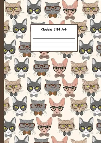 Kladde DIN A4: Notizbuch DIN A4 - Kladde kariert 5 mm - 110 Seiten - Notizheft, Tagebuch, Schreibbuch - Katzenmuster