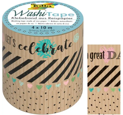 folia Deko-Klebeband Washi-Tape KRAFTPAPIER I 4er Set