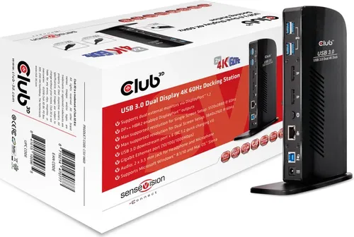 club3D USB-C Dockingstation CSV-1460 - Dual Display 4K 60Hz, 6x USB 3.0 Ports, Gigabit Ethernet, ideal für Power-User und professionelle Anwendungen