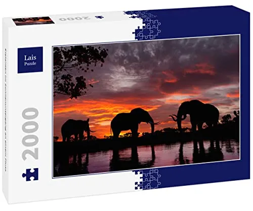 Lais Puzzle Elefanten im Sonnenuntergang an einem Fluss 2000 Teile