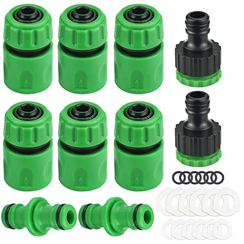 DECARETA 10 Stück Schlauch Kupplung-Satz, 2 Doppel Stecker Schlauchverbinder Schlauchkupplung, 6 Hose Quick Connector, 2 Hahnverbinder Anschluss Schlauchverbinder für Gartenschlauch Rohr Verbinden