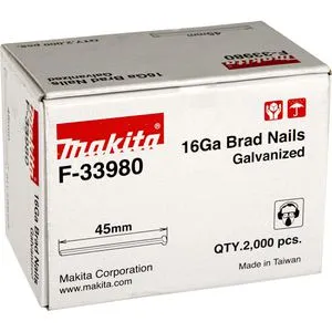 Makita Tackernägel F-33980, Typ 16GA, 45 mm verzinkte Stauchkopfnägel, 2000 Stück
