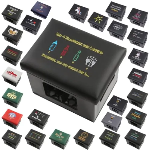 BierEx Bierkisten Sitzkissen Flaschen des Lebens aus Kunstleder - Kissen für Getränkekisten - schwarz (Flaschen des Lebens)