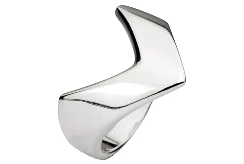 SILBERMOOS Damen Ring Band Spitze gezackt glänzend Sterling Silber 925, Größe:52