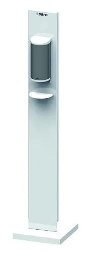 Saro Desinfektionsmittelspender - Standmodell - Weiß Josy - Eleganter Desinfektionsmittelspender im Standmodell, ideal für Eingangsbereiche. Praktisch und leicht zugänglich für eine hygienische Handreinigung.