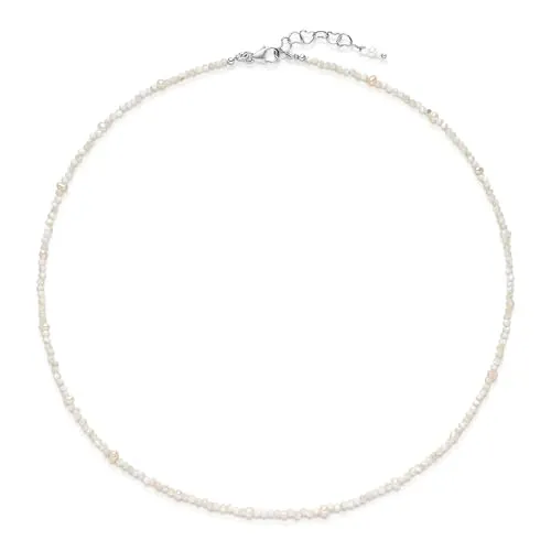 MATERIA Perlenkette Damen Choker Silber 925 - Muschel Kette - Eleganter Damen Choker aus 925 Sterling Silber, verziert mit Muscheln und Süßwasserzuchtperlen. Verstellbare Länge von 40-44 cm, ideal als besonderes Geschenk.