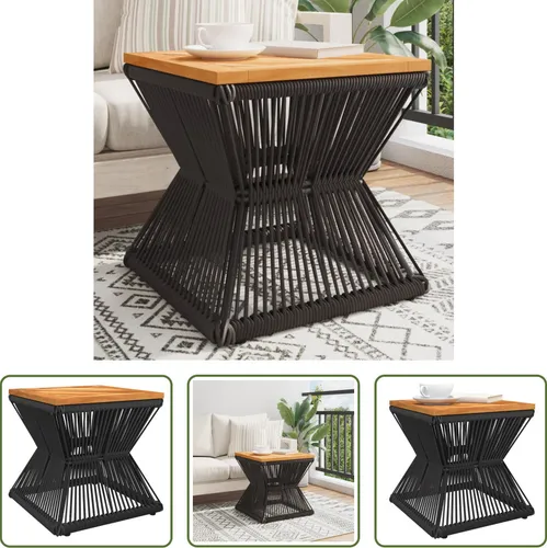 The Living Store Couchtisch Schwarz 38x38 cm aus Akazienholz