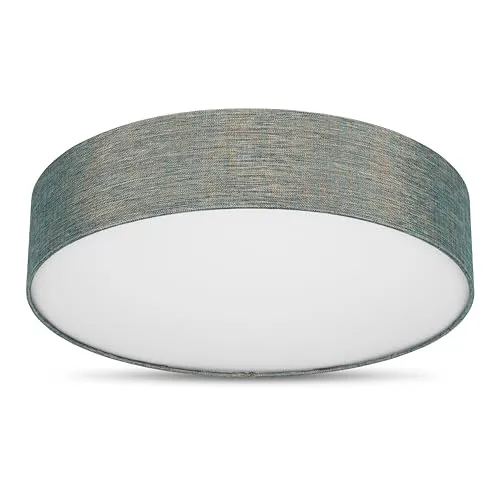 REV Deckenleuchte - Deckenlampe rund 50cm mit Stoff-Lampenschirm im Vintage-Look – ideal für Schlafzimmer & Wohnzimmer, grün-gold