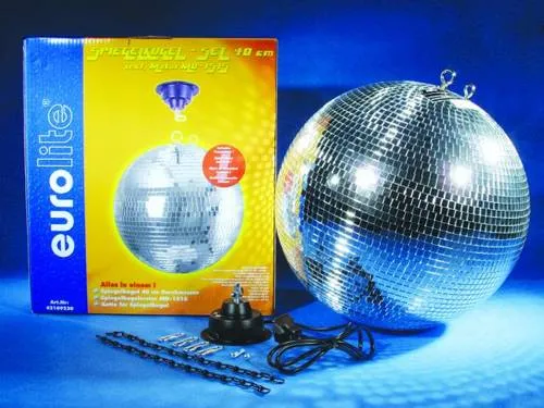 Eurolite 42109230 Discokugel-Set mit Motor 40cm - Perfekte Licht-Show für jede Party - Licht-Effekte: Komplettes Set mit 40 cm Spiegelkugel, Motor und Kette, ideal für unvergessliche Partystimmungen.