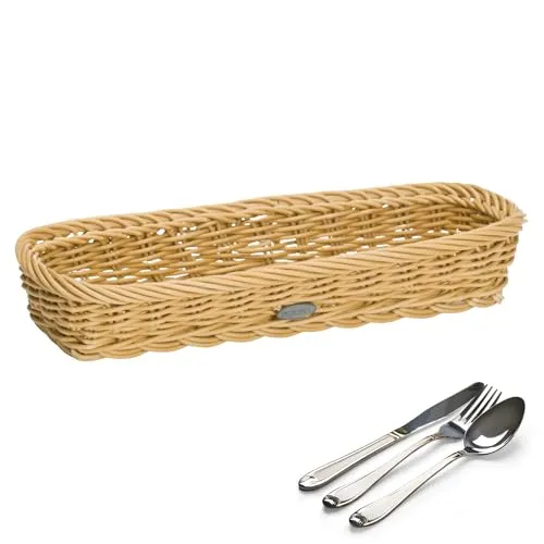 Westmark Besteck-Korb, geeignet für Hotel und Gastronomie, Rechteckig, ca. 28 x 11 x 5 cm, Synthetikfaser, Saleen-Edition, Hellbeige, 02016930101