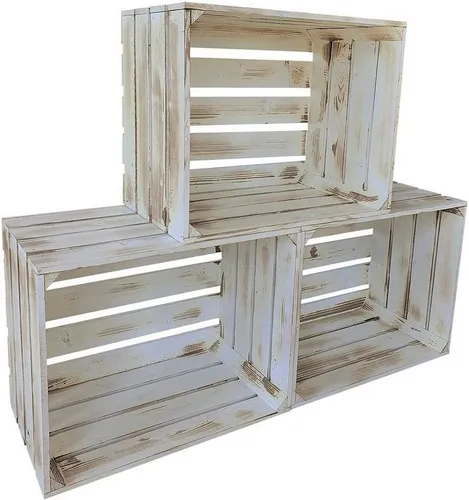 sunnypillow Holzkiste Holzkisten in vielen Farben zur Auswahl, 3er Set 50x40x30cm