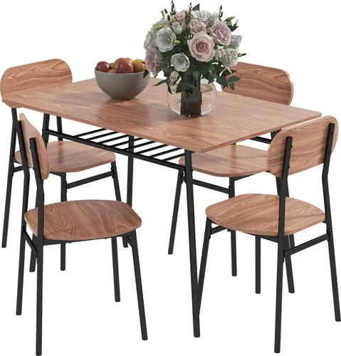 HOMCOM Essgruppe Esstisch mit 4 Stühlen