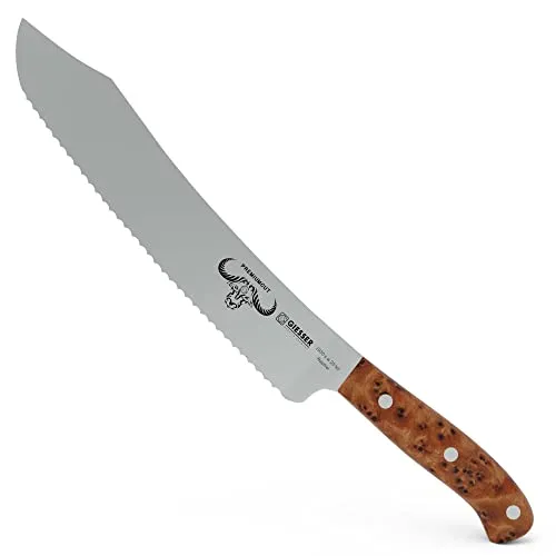 Giesser Brotmesser 25 cm Tree of Life - PremiumCut Wave No 1 - Hochwertiges Brotmesser mit 25 cm Wellenschliff-Klinge, aus rostfreiem Chrom-Molybdän-Stahl. Der Thuja-Holzgriff vereint Tradition und Ästhetik für eine perfekte Handhabung.