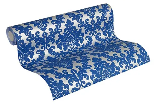Thomas Barock Vlies-Tapete (silber/royalblau)