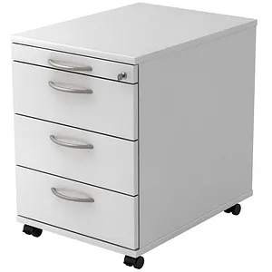 Hammerbacher Rollcontainer 58cm - 3 Schübe mit Schloss - Büroschrank mit 3 Schüben, 58 cm tief, inklusive Zentralverriegelung und Auszugsperre für maximale Sicherheit und Ordnung im Büro.