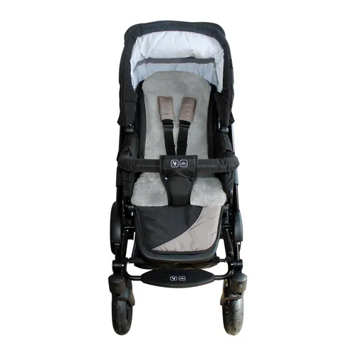 Heitmann Lammfellauflage für Kinderwagen - grau 77x35 cm - Krabbeldecken aus hochwertigem Schafslammfell, bietet optimalen Komfort und Wärme für Ihr Baby im Kinderwagen.