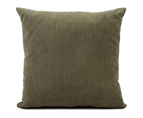 Gözze - Kissen Capri, Dekokissen in Feincord-Optik, Weiches Sofakissen mit Füllung, 100% Polyester, 45 x 45 cm - Dunkelgrün