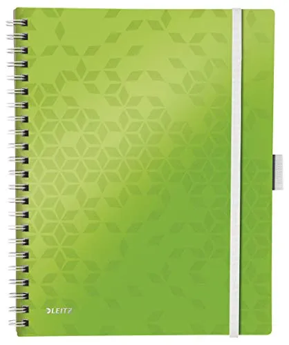 Leitz Be Mobile Notizbuch in A4 Format mit 80 Blatt, Liniert, Elfenbeinfarbiges Papier (80 g/m2), Spiralbindung, WOW, 46440054