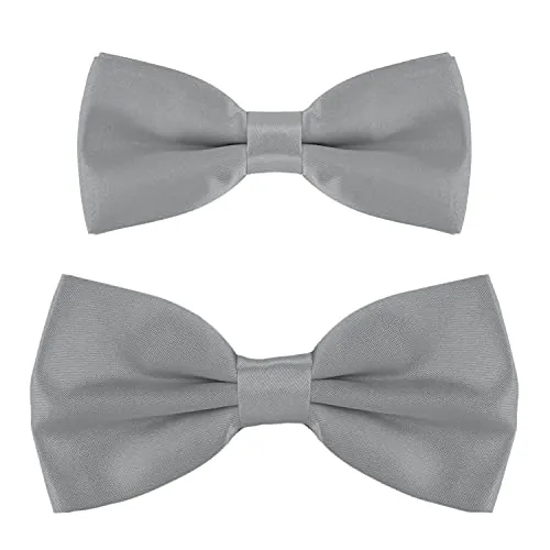 DonDon Vater-Sohn Fliegen Set im Partnerlook, bereits gebunden und verstellbar - Grau