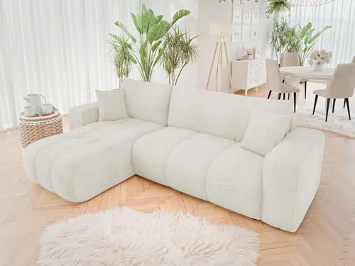 MIRJAN24 Ecksofa Furyn - Universelles Wohnzimmer Eckcouch mit Bettkasten und Schlaffunktion in Coral 65 - Ecksofa Furyn in L-Form mit großzügiger Schlaffläche von 200 x 130 cm und praktischem Bettkasten. Ideal für gemütliche Abende und als Schlafgelegenheit für Gäste.
