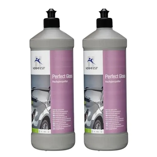 Normfest Perfect Gloss Hochglanzpolitur mit Carnaubawachs – entfernt Hologramme, schützt Lacke langanhaltend, für Hand- und Maschinenverarbeitung – 2x 1 Liter
