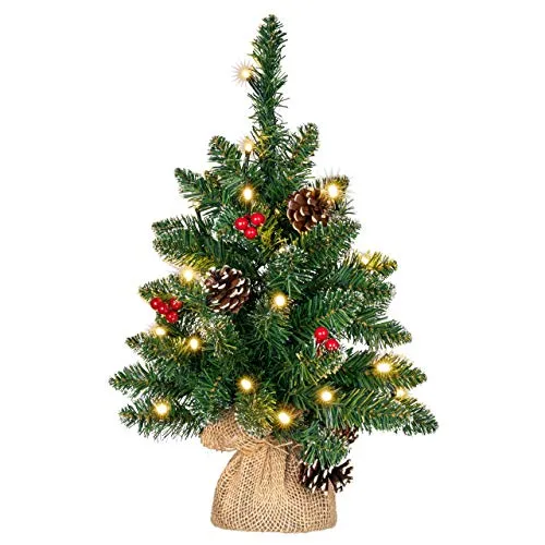 Künstlicher Weihnachtsbaum 45 cm mit Deko und Timer