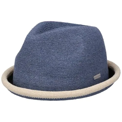 CHILLOUTS Boston Player Stoffhut Strickhut Sommerhut Trilby Damenhut Herrenhut Porkpie Pork Pie Damen/Herren - Frühling-Sommer Sommer - L (58-59 cm) blau