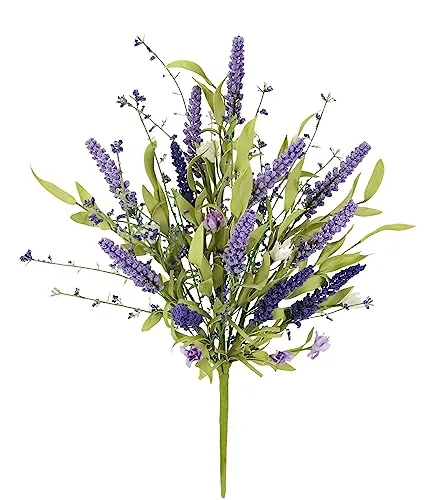 Flair Flower Künstliche Blumen Lavendel-Busch Kunstblumen Lavendel Künstlicher Lavendelstrauß Lavendelblüten Lavendelzweig Blumenstrauß für Hochzeit Party Haus Pflanze Dekoration Sommerblumen