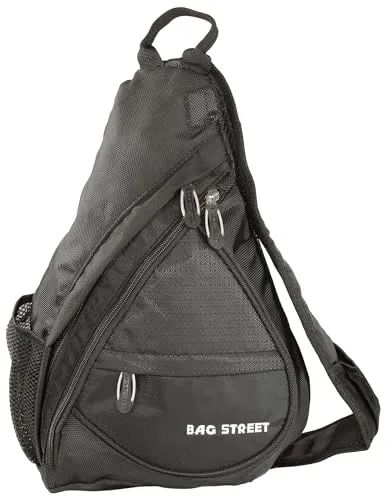 BAG STREET - Sling Bag kleiner Crossbody Schulter Rucksack Umhängetasche Damen Herren Unisex Schwarz