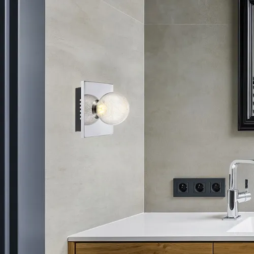 Wandbeleuchtung Wandspot Glaskugel Wandleuchte LED rund Chromlampe Muster Optik