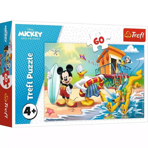 Trefl Puzzle Mickey Mouse am Strand - 60 Teile, altersgerecht ab 3 Jahren, fördert die Kreativität und Konzentration