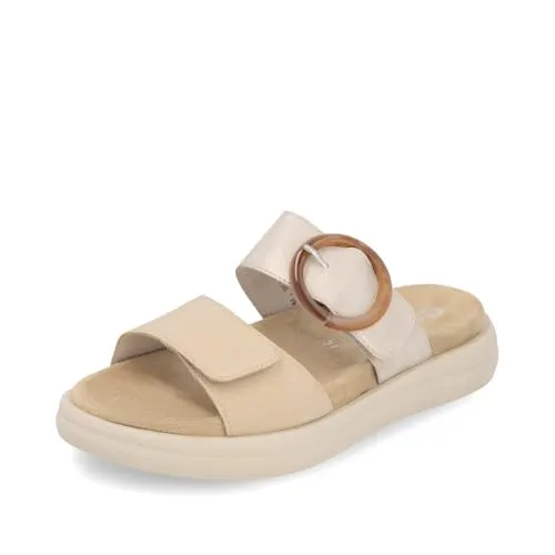 Remonte Damen D2N51 Slipper - Bequeme Pantoletten für den Sommer - Slides für Damen, ideal für Freizeit und Garten, mit bequemem Klettverschluss und flacher Sohle für optimalen Tragekomfort.