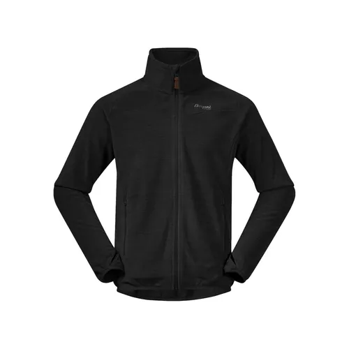 Bergans Hareid Fleece Jacket NoHood - Black - L - Funktionsjacke aus 100% Polyester, ideal als Midlayer für Skitouren oder Wandern. Leicht, weich und mit Daumenlöchern für optimalen Komfort, bietet sie hervorragende Wärmeisolation und Flexibilität.