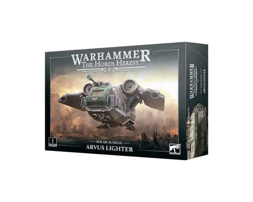 Warhammer The Horus Heresy - Solar Auxilia Arvus Lighter - Modellbausatz mit 105 Teilen, inklusive durchsichtiger Cockpitscheiben und einem umfangreichen Abziehbilderbogen für individuelle Gestaltung. Ideal für Warhammer-Fans und Modellbauer.