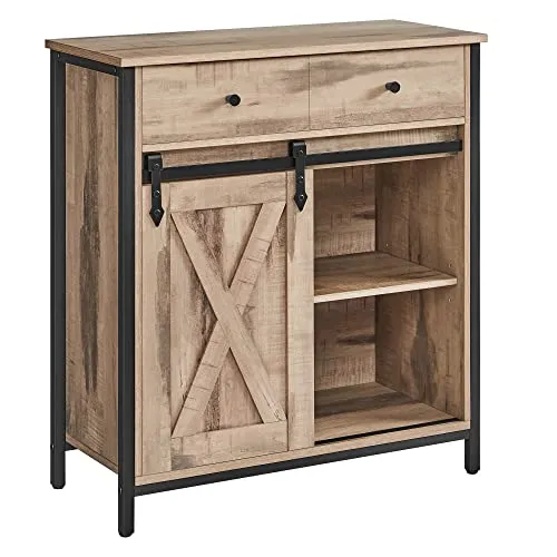 VASAGLE Sideboard, Aufbewahrungsschrank mit Schiebetür, 30 x 70 x 80 cm