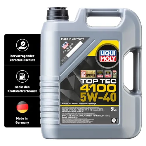 LIQUI MOLY Top Tec 4100 5W-40 Motoröl | 5 L | Synthesetechnologie - Hochleistungs-Motoröl mit Synthesetechnologie für optimale Motorsauberkeit und lange Lebensdauer, ideal für moderne Fahrzeuge.