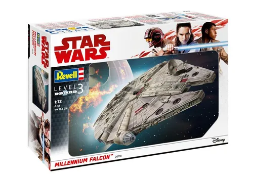Revell 06718 Star Wars Han Solo Modellbausatz Millennium Falcon - 1:72 Scale, einfacher Zusammenbau und detaillierte Nachbildung des berühmten Raumschiffs mit beweglicher Laderampe
