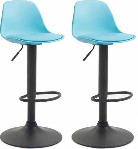 CLP Barhocker Kiel 2er Set, höhenverstellbar und 360 Grad drehbar, blau schwarz - Barhocker mit modernem Design und optimalem Komfort. Höhenverstellbar, pflegeleichte Oberflächen und bequeme Polsterung für stundenlanges Sitzen.